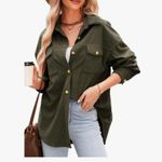 Dokotoo Womens Corduroy Shirts Casual Button Down Blouses Long Sleeve Oversized Tops with Pockets Photo 4