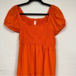 Daily Practice Orange Tiered Summer Dress Womens M Smocked Puff Shoulder Cottage Size M Photo 1