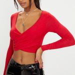 Pretty Little Thing Red Wrap Crop Top Photo 0