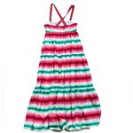 J.Crew NEW Women Tiered Maxi Dress Stripe 4 Red Green Preppy Colorful Vacation Photo 2