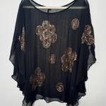 Kay Celine  black sheer blouse size large Photo 0