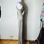ZARA Green Gray Satin Maxi Slip Dress Photo 6
