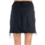 PacSun  Black Denim Distressed Frayed Raw Hem Button Jeans Mini Casual Skirt 26 Photo 2