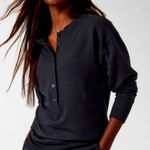 Athleta  Women's Black Henley Long Sleeve Sweatshirt Size L Casual Photo 0