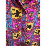Tucker 100% Silk Shirt Dress Tunic sz M Bold Bright Pattern Pink Size M Photo 2