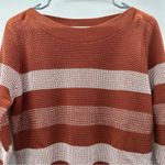 Market & Spruce Tawnee Cotton Blend Rust & White Stripe Waffle Sweater Sz L NEW Photo 3
