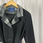 Mackintosh XL Wool Plaid Scarf Belted Longline Pea Coat Winter Warm Fleece Black Photo 8