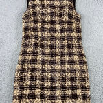 Talbots  Petites Pure Silk Plaid Sheath Dress Women 10 Brown Beige Sleeveless Photo 0