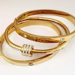 18K Gold Plated Rhinestones Bangle Stainless Steel Bracelet Womens Jewelry Gift Photo 5