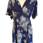 Free People  | Blue Hawaii Washed Blue Print Short Sleeve Mini Dress Size Large Photo 3