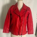 Red Faux Leather Moto Jacket – Tagged Kids 150cm Fits Women’s XS/S Photo 0