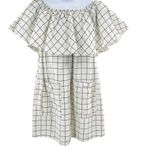 Reformation Plaid Windowpane Linen Square Neckline Ruffle Dress Small Photo 21