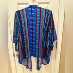 Earthbound  TRADING CO Open Front Kimono Boho Blue Top Butterfly Sleeves Sz XL Photo 1