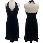 Vintage 90s Jones New York Dress Halter Dress Beaded Detail Black Womens Small Photo 1