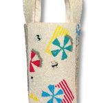 Handmade Beaded Summer Boho Tote Crossbody Bag – Umbrella Beach Design NEW White Photo 2