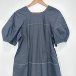 Madewell Size 12 Poplin Cotton Puff-Sleeve Drop-Waist Midi Dress Summer LBD NWT Photo 7