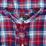 J.Crew Mercantile Flannel Plaid Popover Shirt Top Ruffle Blue Red Size XS Photo 10