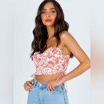 Princess Polly NWT  Maddie Top Crop Floral Pink White Ruched Shirred Crop Size 4 Photo 1