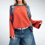 easel Size S  Mixed Print Paisley Jersey Top in Boho Red Photo 1