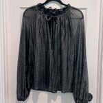 Sanctuary Live It Up Black Metallic Peasant Blouse Long Sleeve Metallic Gray Photo 3