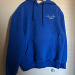 White Fox Boutique  Hoodie Sz S/M in Blue Cursive Photo 0
