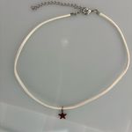 White Faux Choker Charm Necklace with Whimsigoth Silver Tone Star Cham / Pendant Photo 5