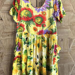 Jams World Womens Yellow Floral Babydoll Dress Size S Cottage Photo 0