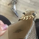 Jessica Simpson  Snake Animal Print Zip 3” Heels Gold Chain Anklet Shoes Sz 8.5 Photo 7