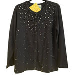 Quacker Factory Womens Medium Black Beaded Cardigan Sweater Pearls NWT Photo 0