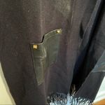 Venus Fringe Detail Duster Cardigan Black Faux Leather Pockets Photo 4