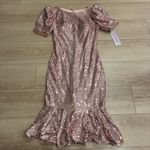 Jovani NWT  Light Pink Sequin Puff Sleeve Fit and Flare Sheath Dress Size 8 Photo 1
