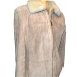 Liz Claiborne new beige suede coat with zip up front and faux fur trim! Photo 2