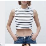 ZARA  black & white stretch crop top Size Large Photo 0