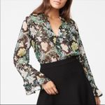 Club Monaco  Sheer Floral Blouse Small Green Whimsigoth Photo 7