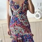Majorelle  Nolita Dress Womens Large Midi Floral Dress Patchwork Revolve Ruffle Photo 4