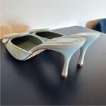 Manolo Blahnik  Maysale Mule Buckle Light Blue Suede Photo 3