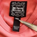 Stüssy Stussy Athletics Vintage Crown Logo Boxy Oversized Sweatshirt Coral White Small Photo 7