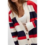 Free People  League Of Her Own Cardigan Sweater Americana Stripes Preppy Large Photo 5