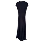 Maeve Anthropology  Dress Womens Sz S Black Long Maxi Open V-Neck Wrapped Flared Photo 4