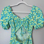 Maaji NEW Clarissa Reversible Smocked Puff Sleeve Ruffle Mini Dress Blue Floral Photo 4