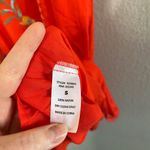 Brass & Roe Orange Short Sleeve Boho Floral Embroidered Crochet Trim Dress sm Photo 8