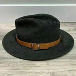 Unisex Straw Panama Hat Wide Brim Fedora Women’s Men’s Sun Black/Brown One Size Black Photo 2
