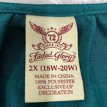 Faded Glory  Satin Blouse Bell Sleeve Teal 2x tassel tie Photo 4