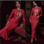 House Of CB Lisandra Dress Red Lace Maxi Dress Christmas New tags XS Photo 1