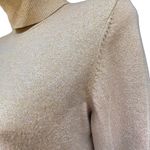Calvin Klein Sparkly Gold Thread Beige Long Sleeve Turtleneck Sweater Women’s M Photo 2