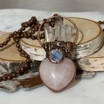 Rose Quartz Heart Necklace with Quartz Points, Kyanite and on 36” chain Pink Photo 7