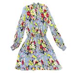 byTiMo Semi Couture Long Sleeve Ruffle Mock Neck Mini Dress Floral Blue Medium M Photo 3