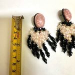 Pink and black beaded vintage statement earrings Photo 5