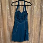 Armani Exchange  100% Silk Dark Teal Halter Cocktail Mini Dress Size 8 Photo 1