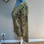 VICTOR ALFARO Green Cardigan Sweater Cotton Silk Wool Cashmere L Animal Print Tan Size L Photo 2